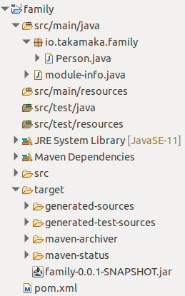 Figure 17. The family Eclipse project, exported in jar